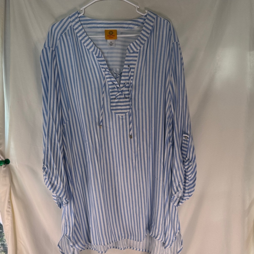 Ruby Rd. Blue and White Striped Tunic